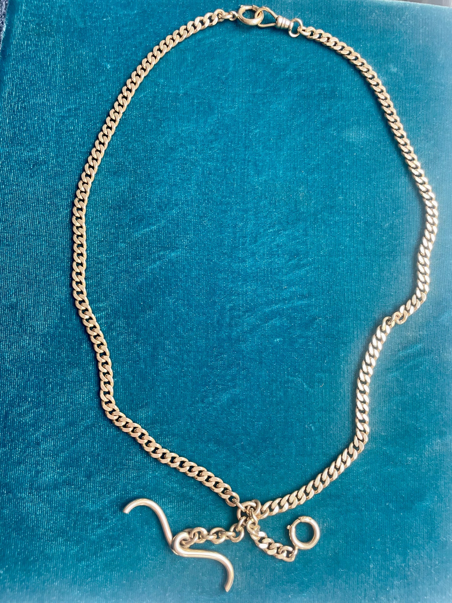 Antique Flat Curb Link 14k Gold  21" Watch Chain
