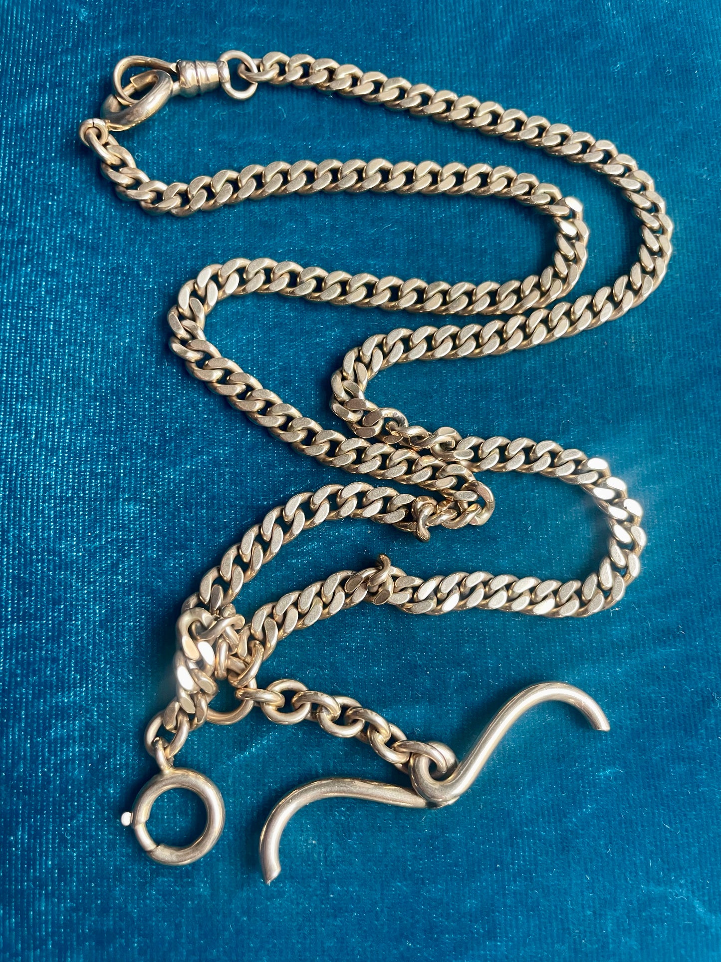 Antique Flat Curb Link 14k Gold  21" Watch Chain