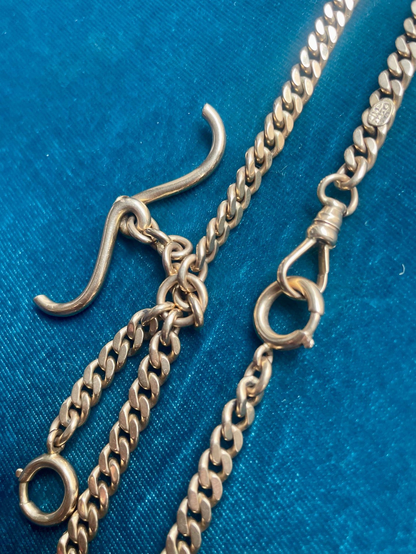 Antique Flat Curb Link 14k Gold  21" Watch Chain