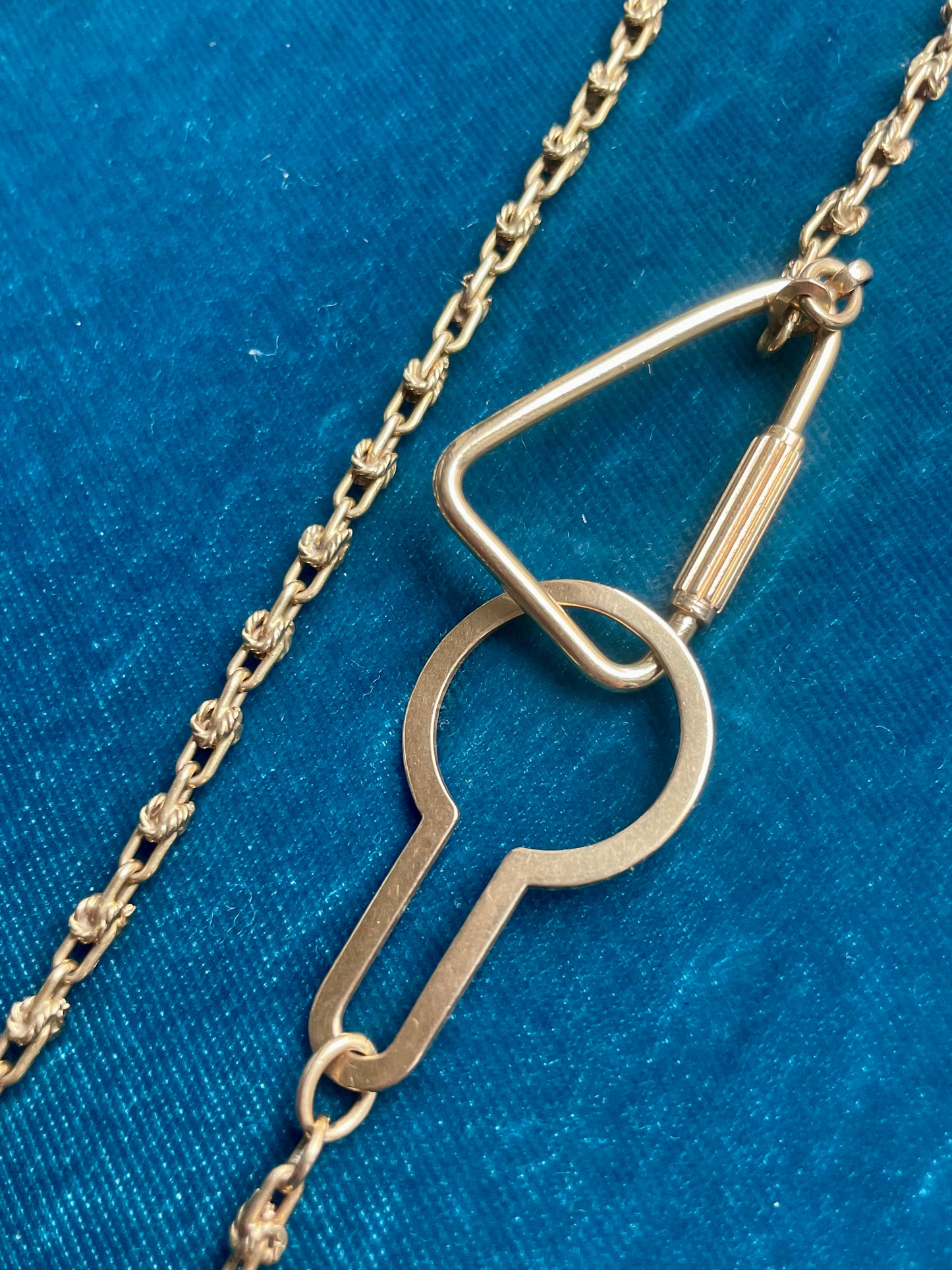Antique Victorian Fancy Link and Sculptural Hardware 18K Gold 31"  Chain