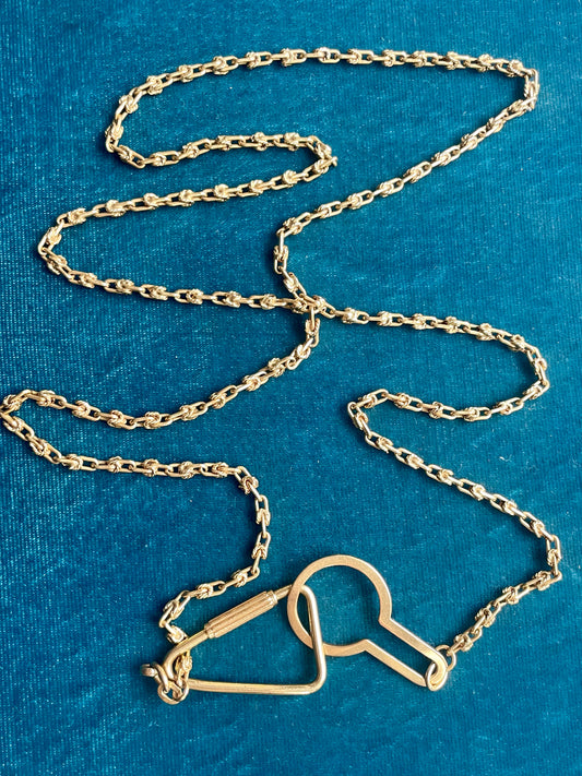 Antique Victorian Fancy Link and Sculptural Hardware 18K Gold 31"  Chain