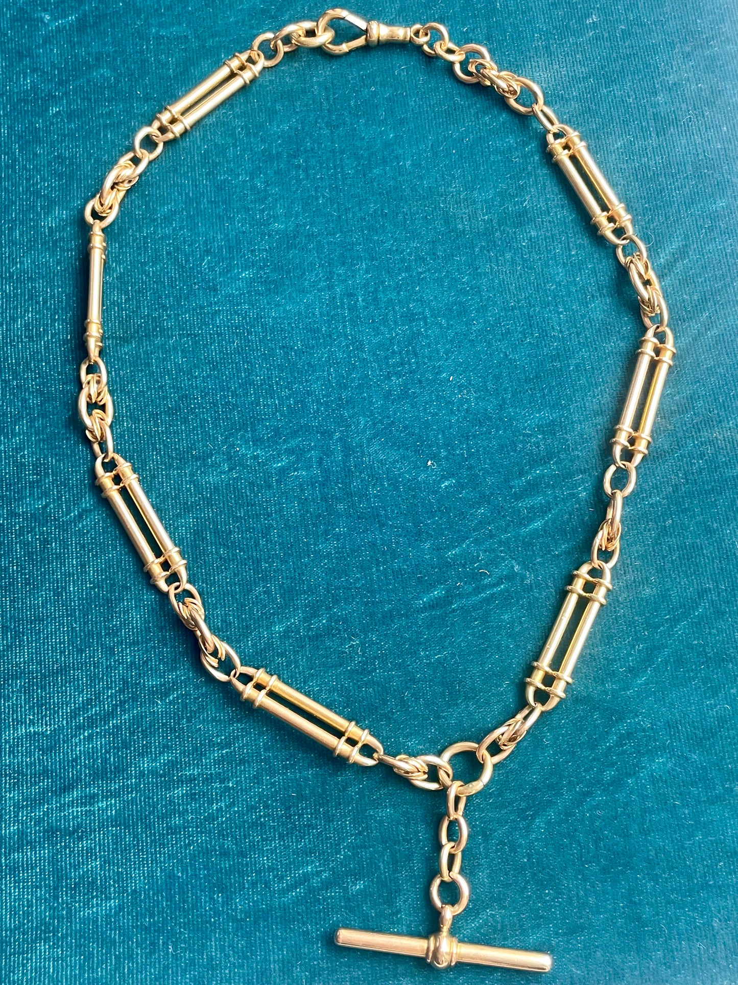 Antique English 16" Fancy Trombone Link 18k Gold "Albert" Watch Chain