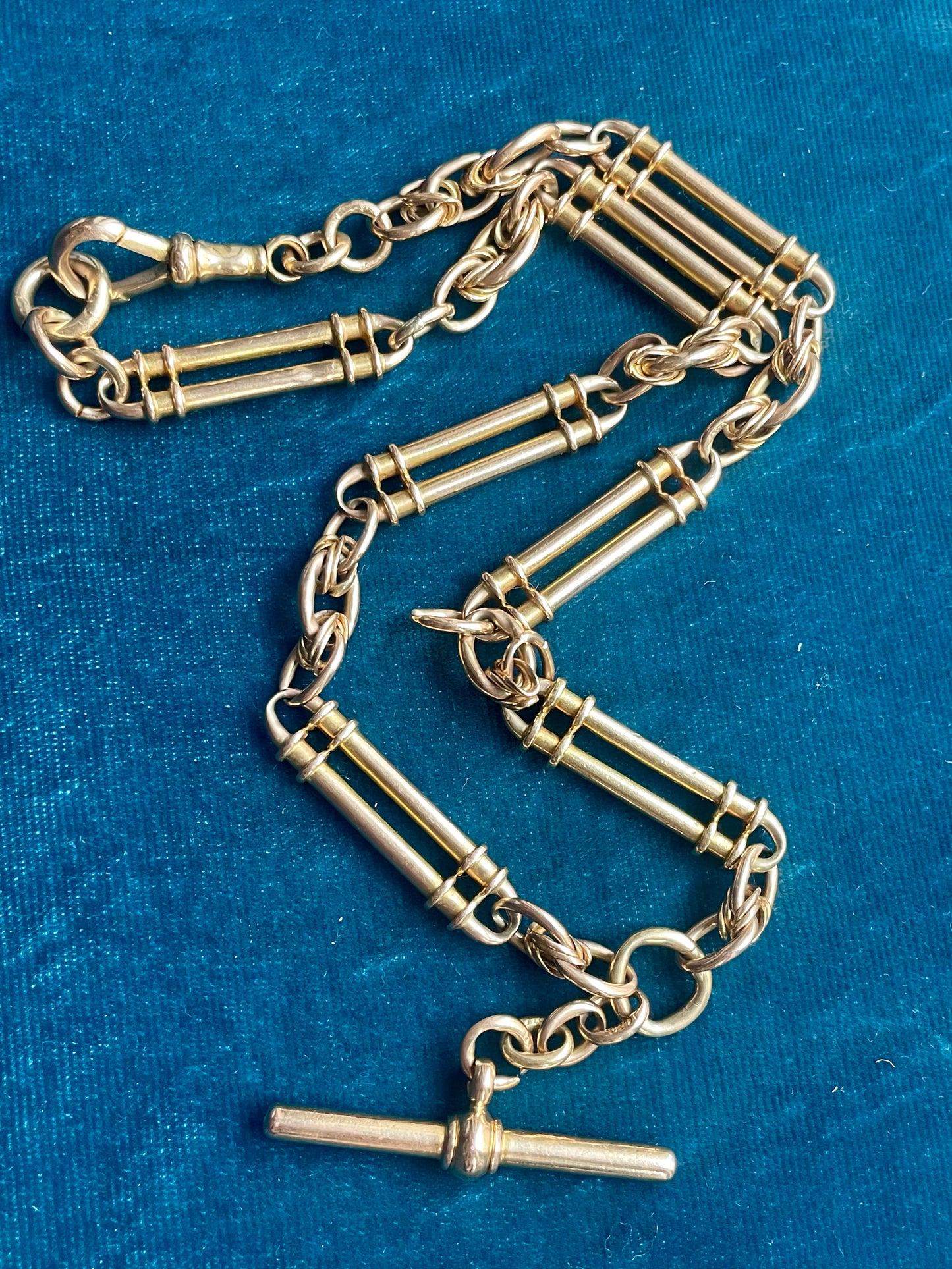 Antique English 16" Fancy Trombone Link 18k Gold "Albert" Watch Chain