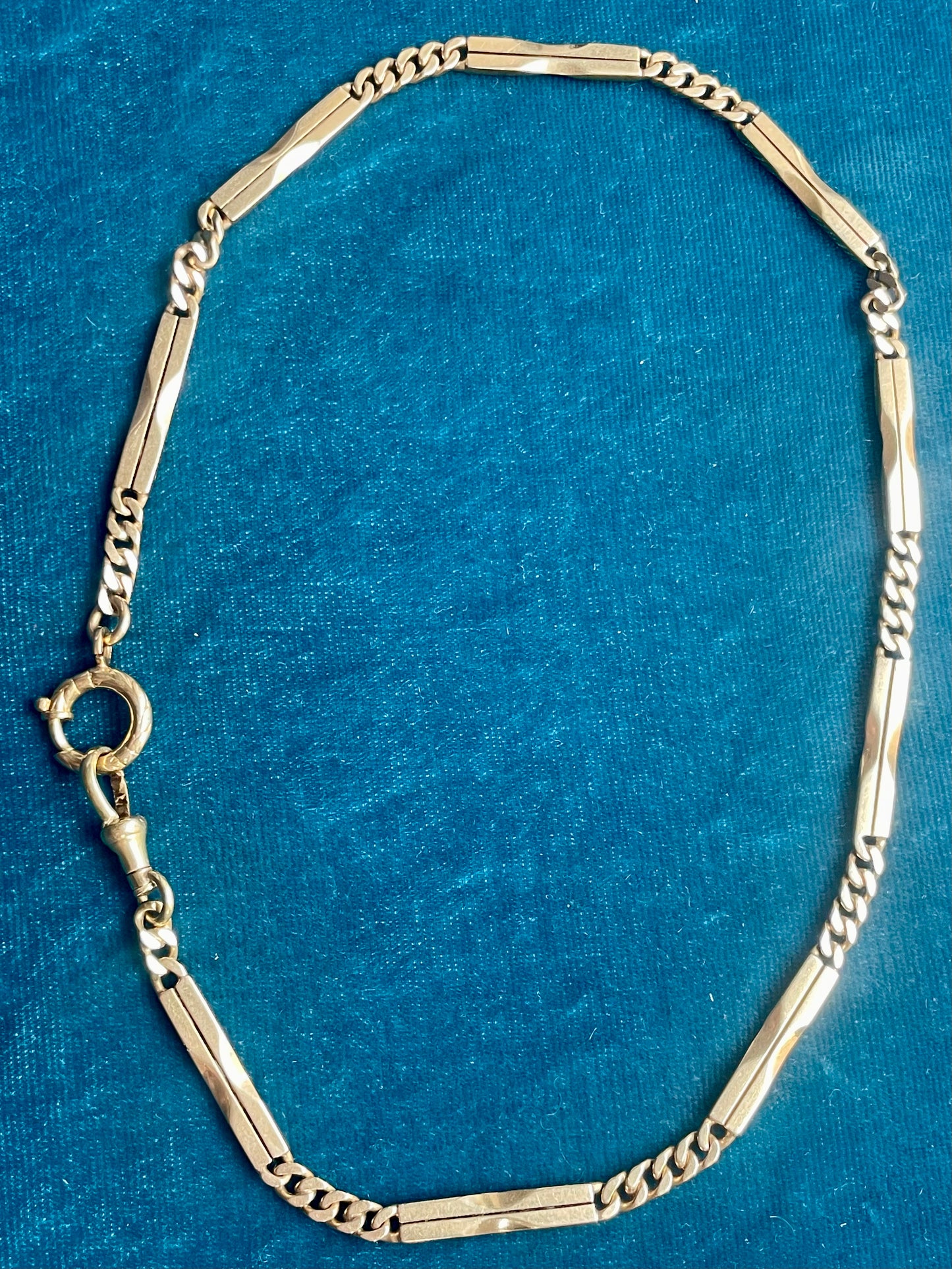 Antique Italian Split Tab Link 18K Gold 14" Watch Chain