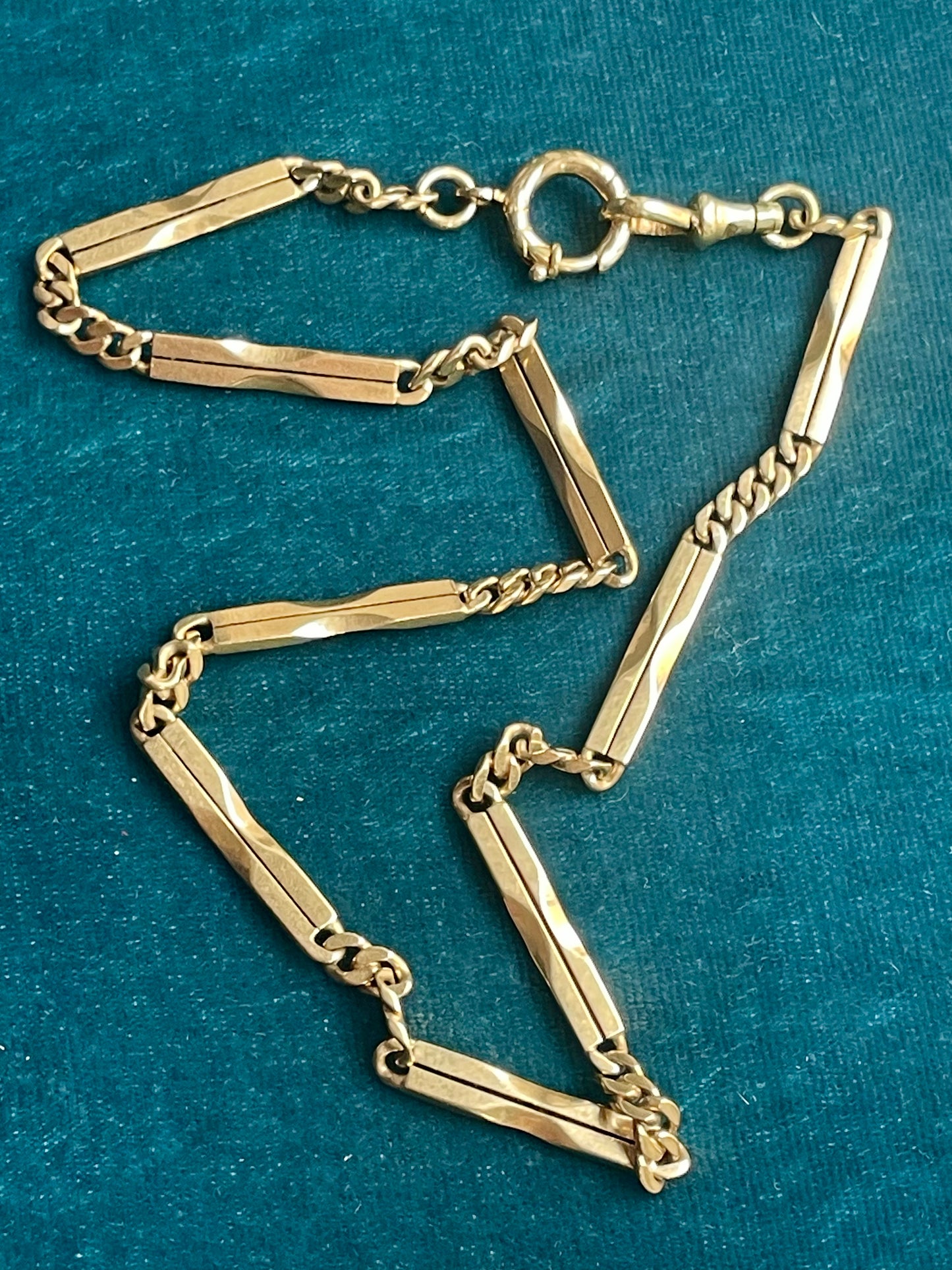 Antique Italian Split Tab Link 18K Gold 14" Watch Chain
