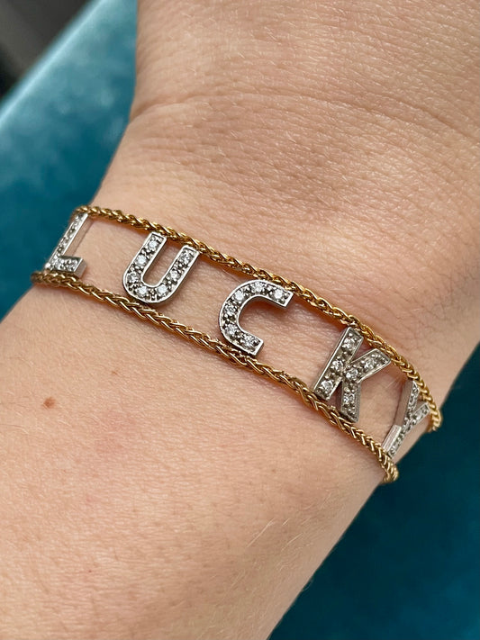 Diamond "Lucky" 14k Gold Chain Bracelet