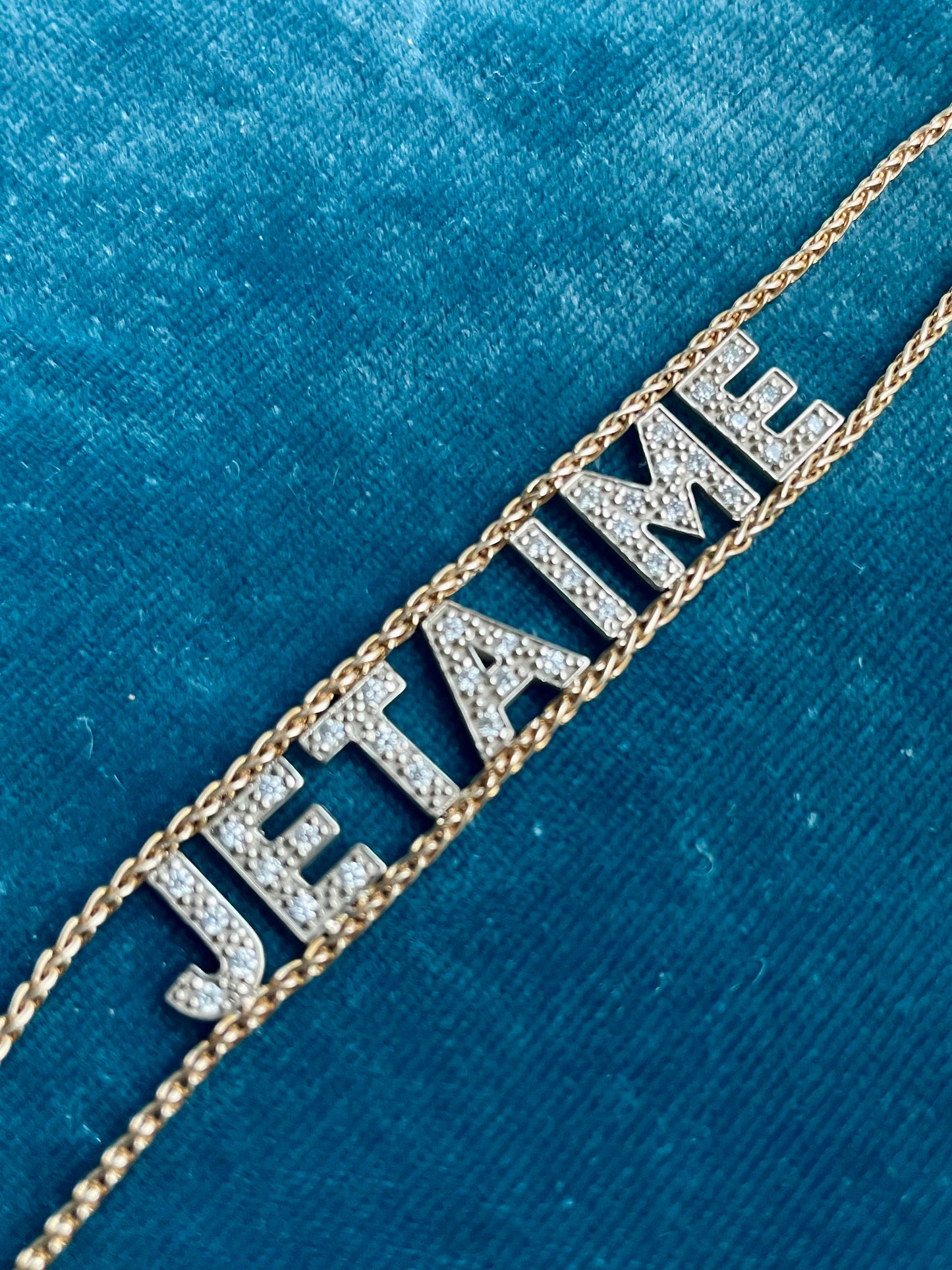 Diamond "Je T'aime" 14K Gold Bracelet