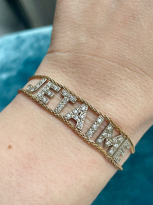 Diamond "Je T'aime" 14K Gold Bracelet