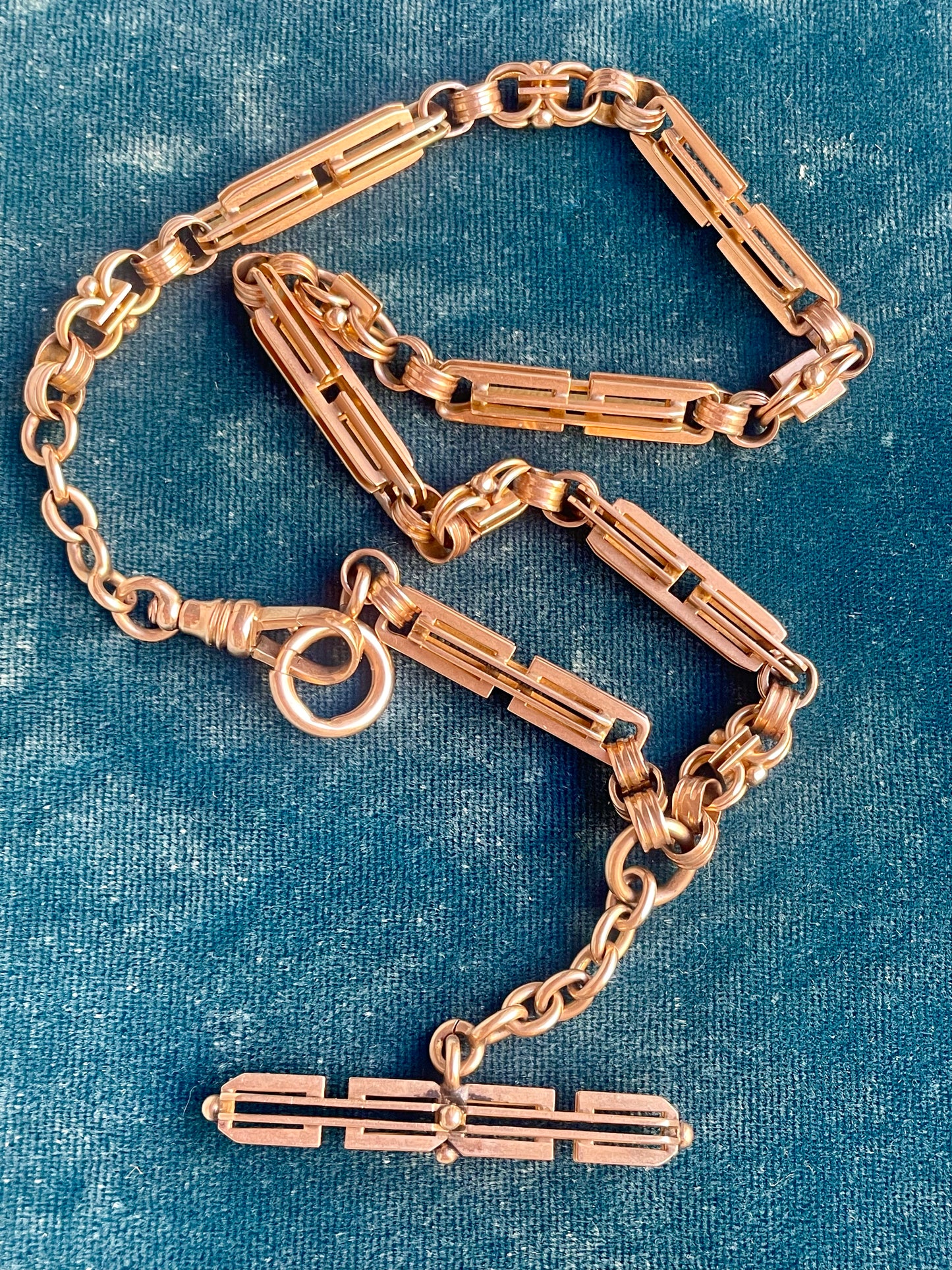 Antique Victorian Fancy Link 14K Gold 15.75" Watch Chain