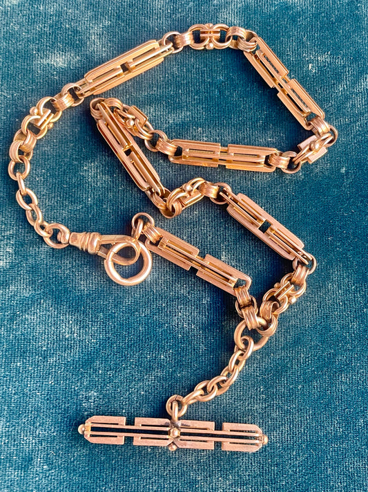 Antique Victorian Fancy Link 14K Gold 15.75" Watch Chain