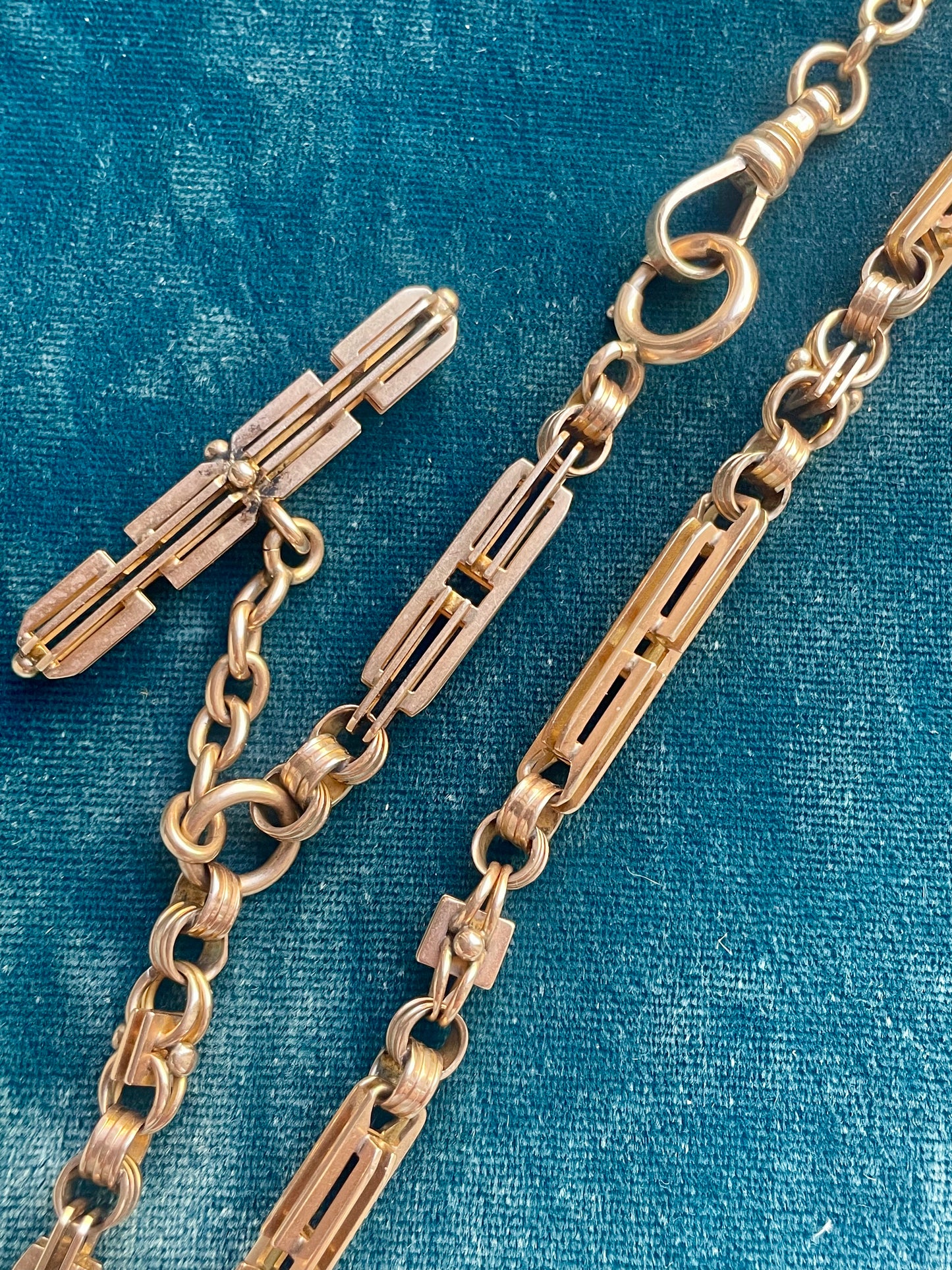 Antique Victorian Fancy Link 14K Gold 15.75" Watch Chain