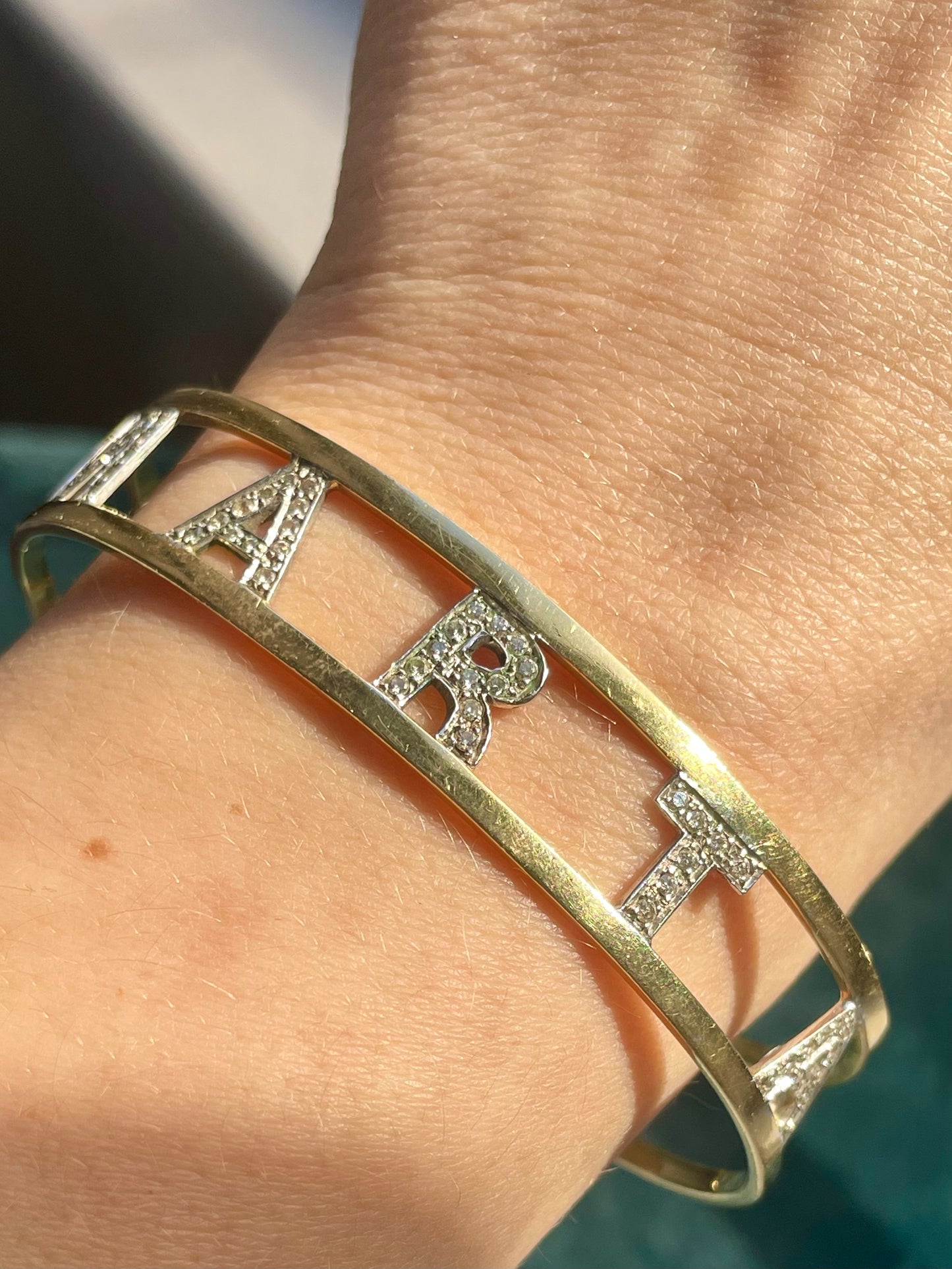 Diamond Letter "Marta" 18k Gold Bangle