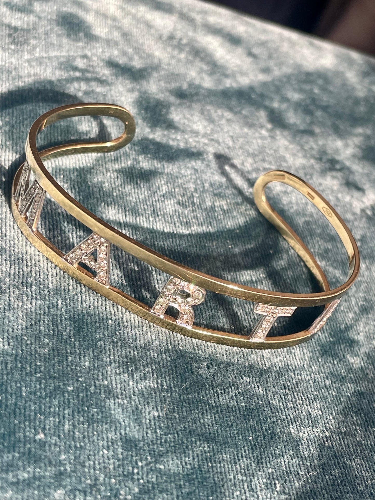 Diamond Letter "Marta" 18k Gold Bangle
