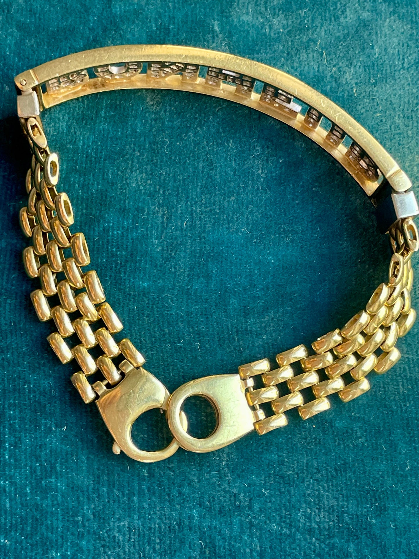 French Diamond "Bonheur" 18k Gold Demi-Bangle Bracelet