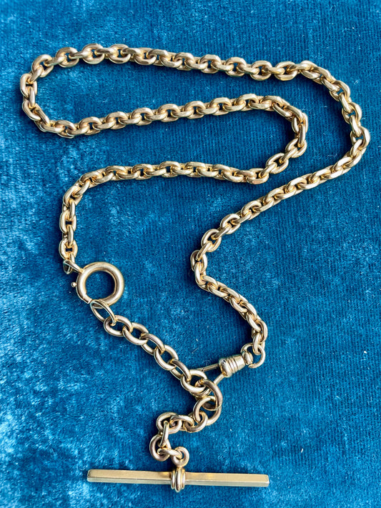 Antique Belcher Link 14k Gold 14" Albert Watch Chain