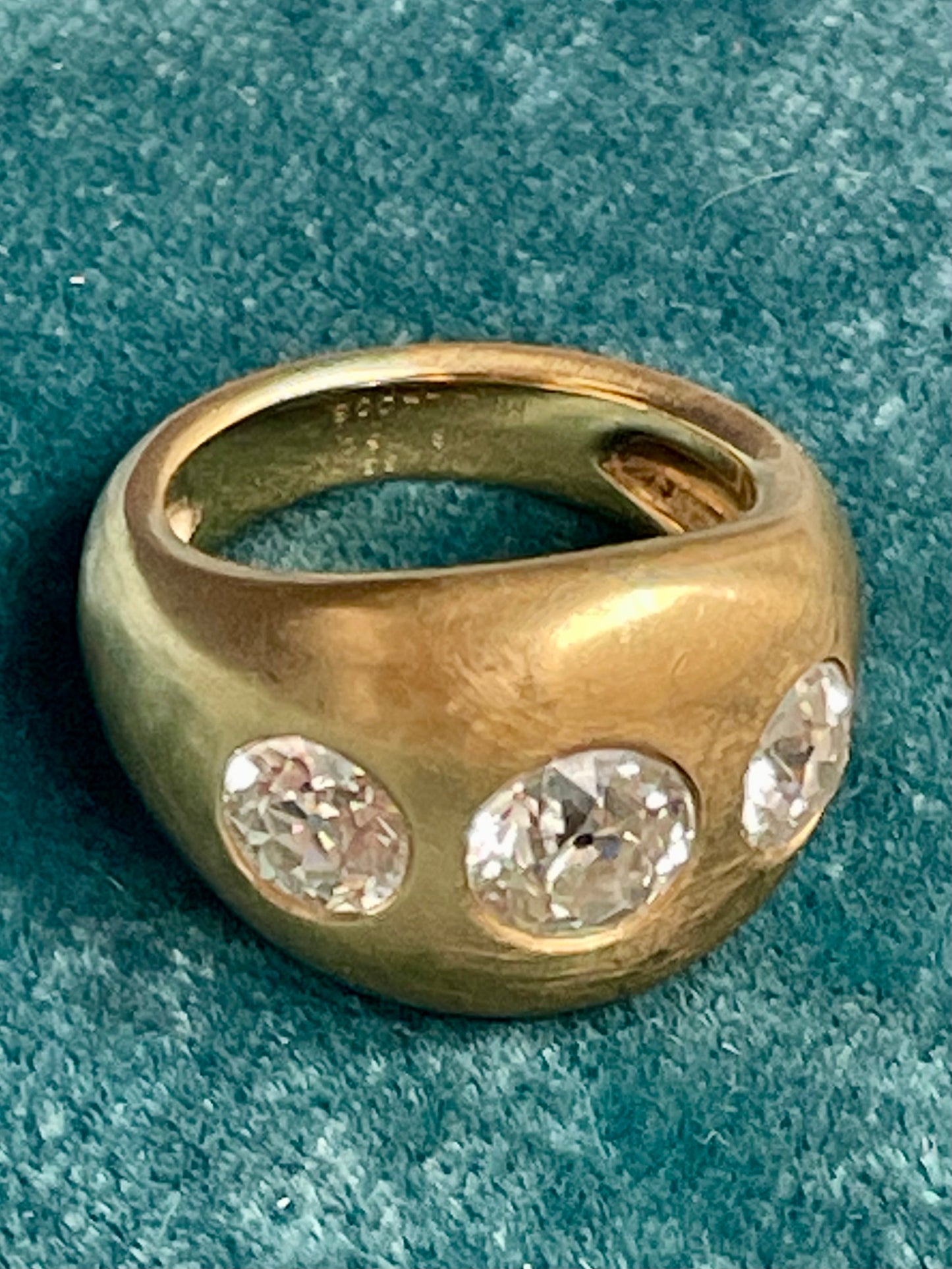Mauboussin Triple Diamond Gypsy-Set 14k Gold Dome Ring