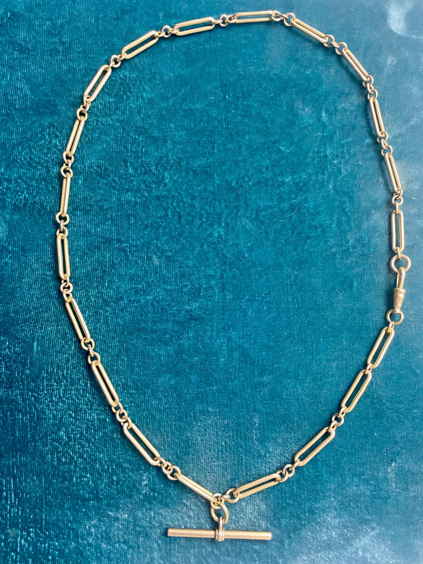 Antique Mini Trombone Link 18k Gold 20.5" Watch Chain