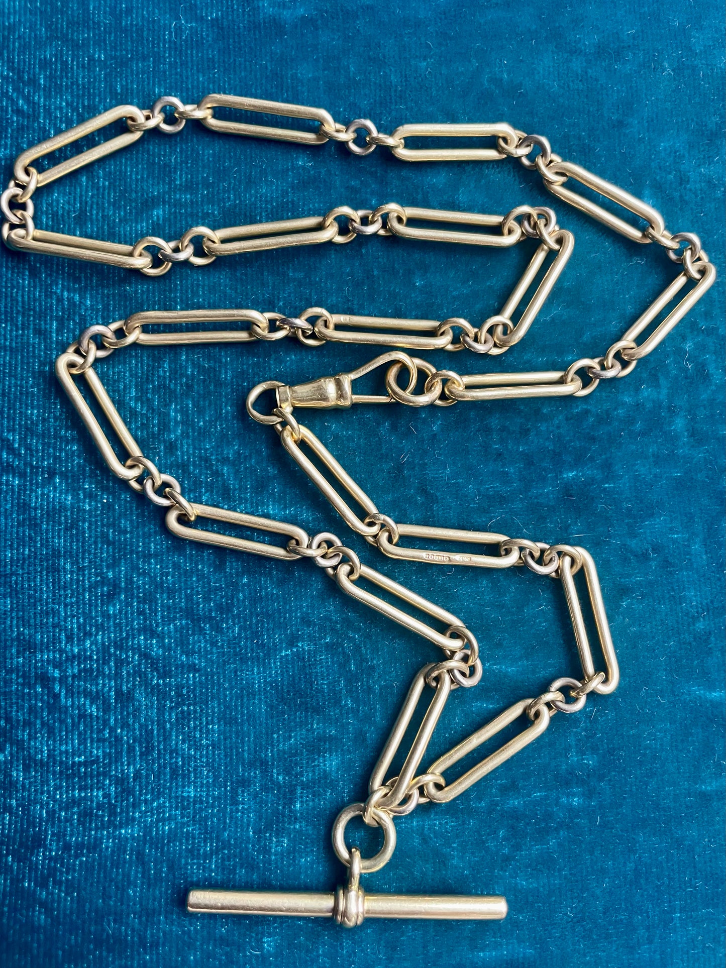 Antique Mini Trombone Link 18k Gold 20.5" Watch Chain