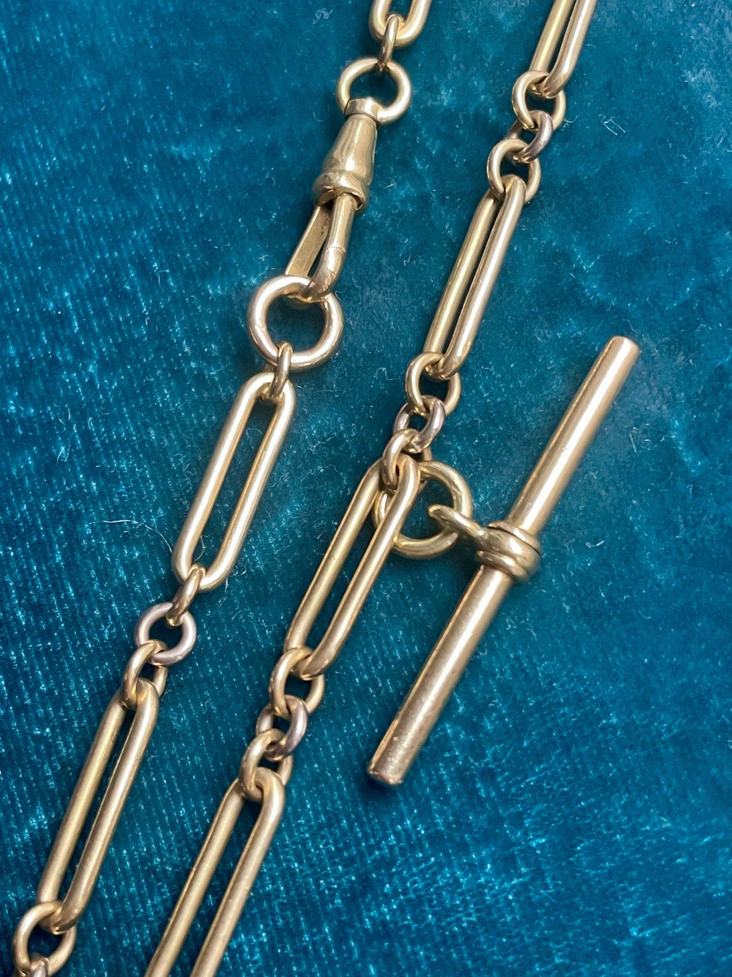 Antique Mini Trombone Link 18k Gold 20.5" Watch Chain