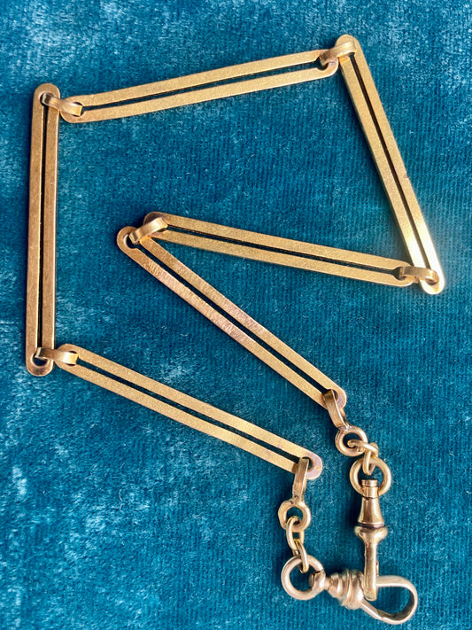 Antique Portuguese Split Tab Link 19k Gold 12.5" Chain
