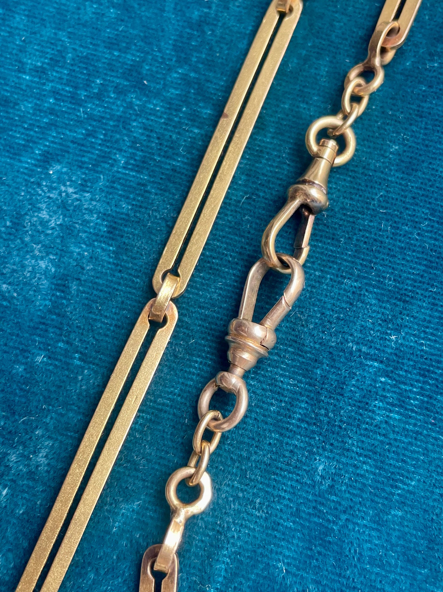 Antique Portuguese Split Tab Link 19k Gold 12.5" Chain