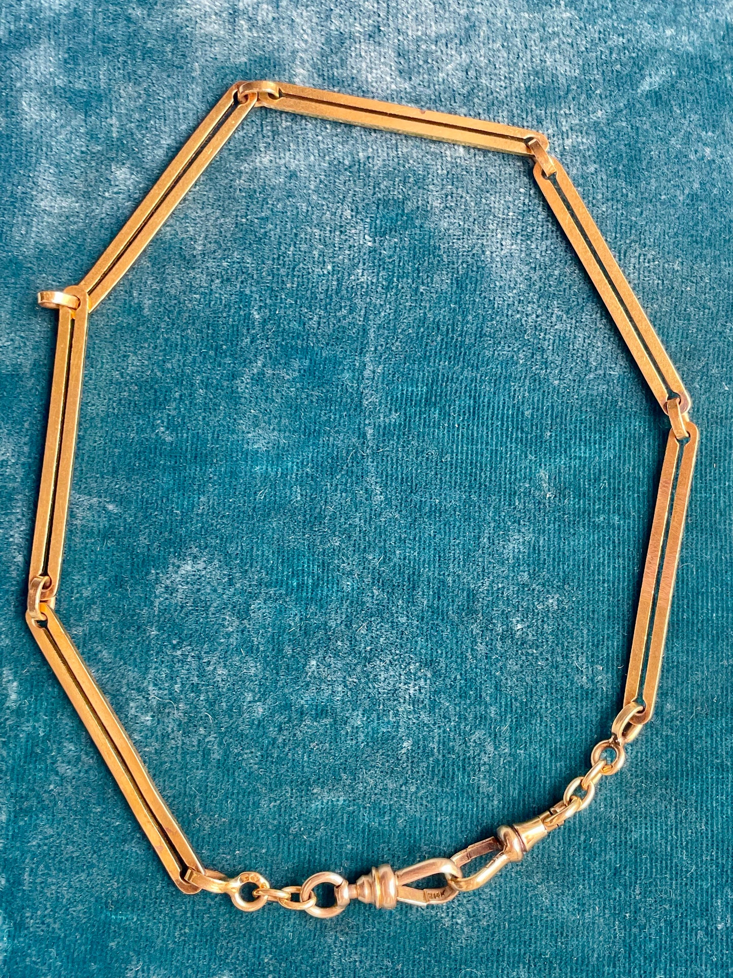 Antique Portuguese Split Tab Link 19k Gold 12.5" Chain