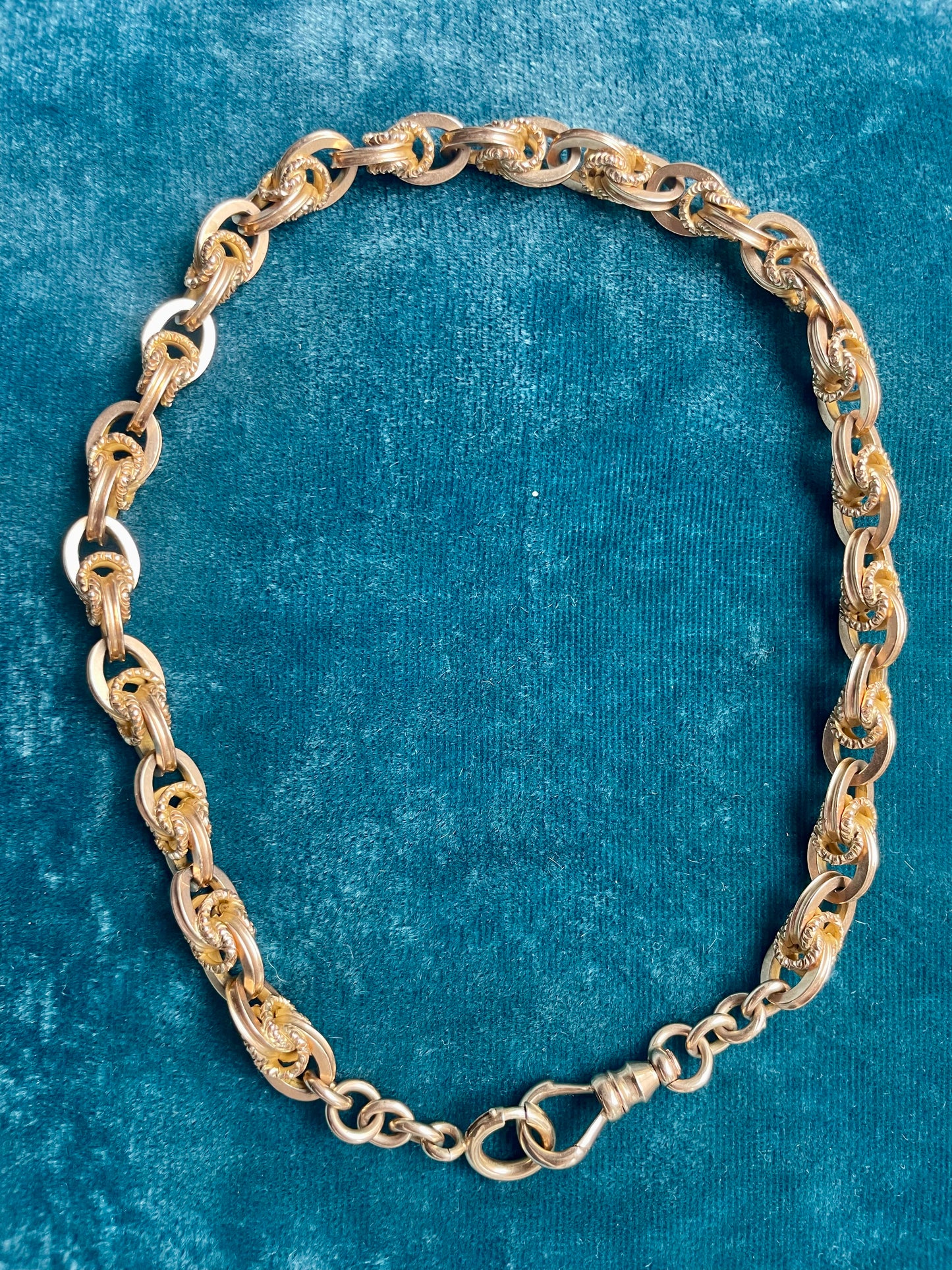 Antique English Fancy Love Knot Link 14k Gold 12" Watch Chain