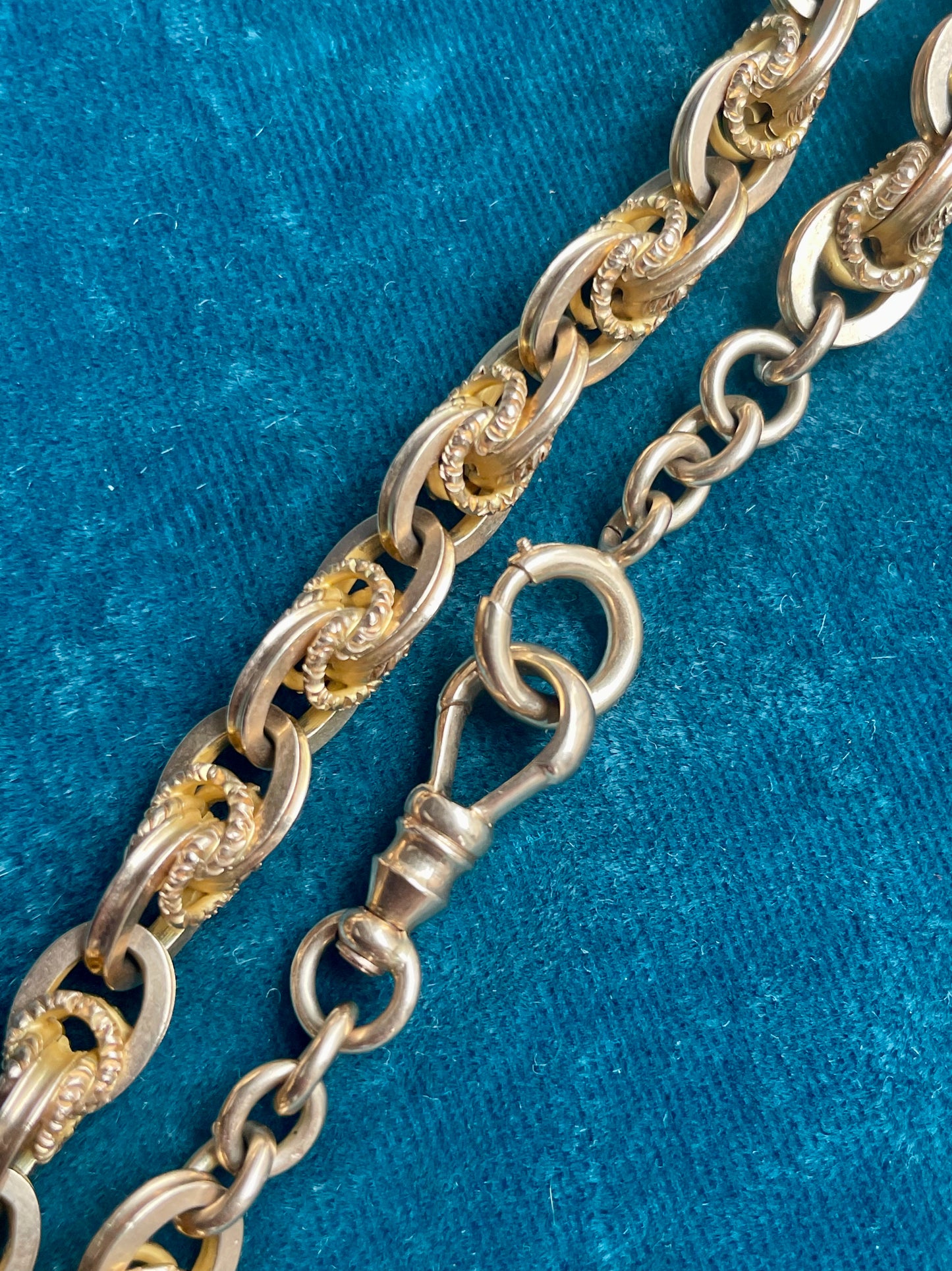 Antique English Fancy Love Knot Link 14k Gold 12" Watch Chain