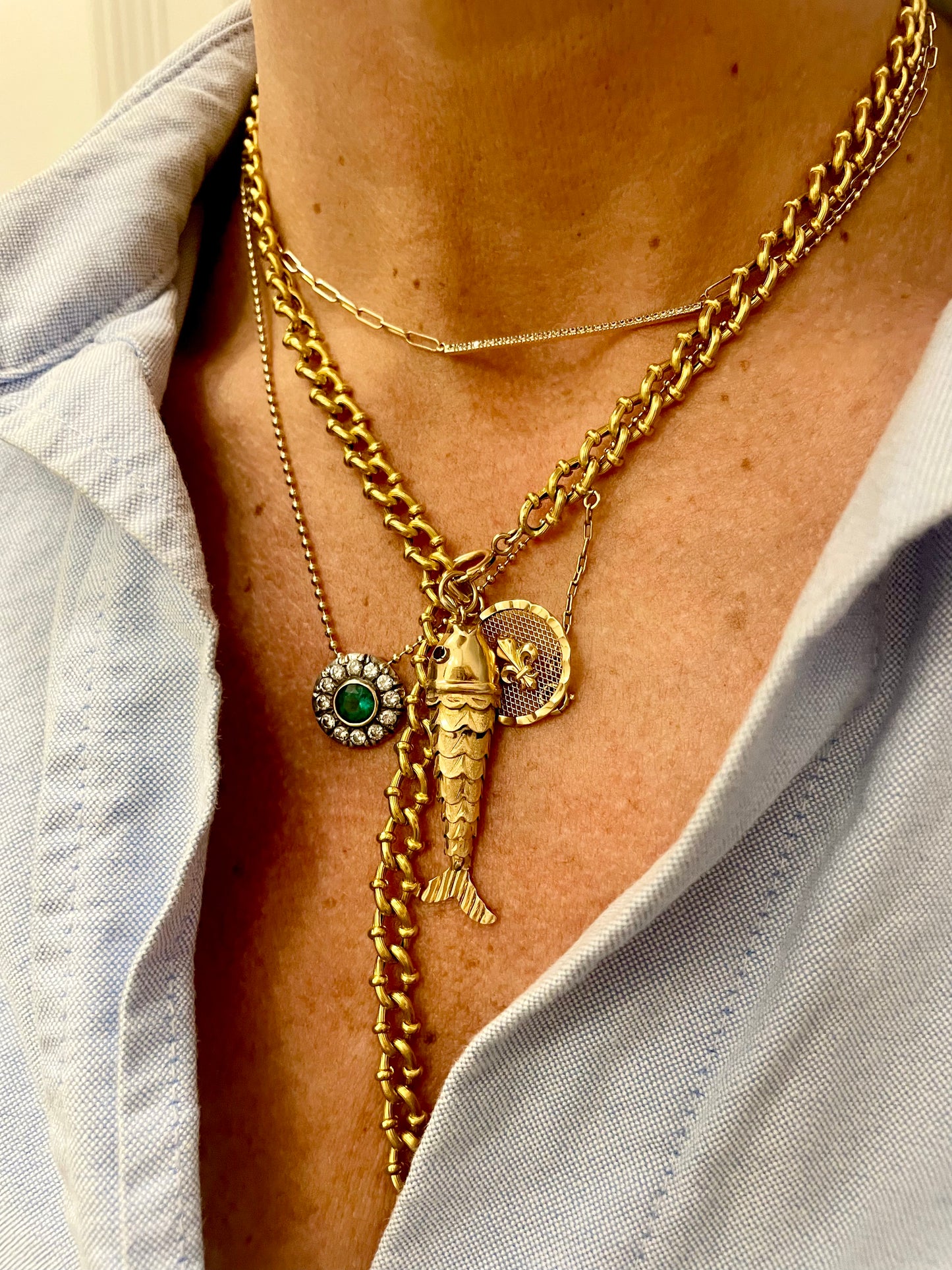 Mid-Century Open Curb 14K Gold 22" Chain