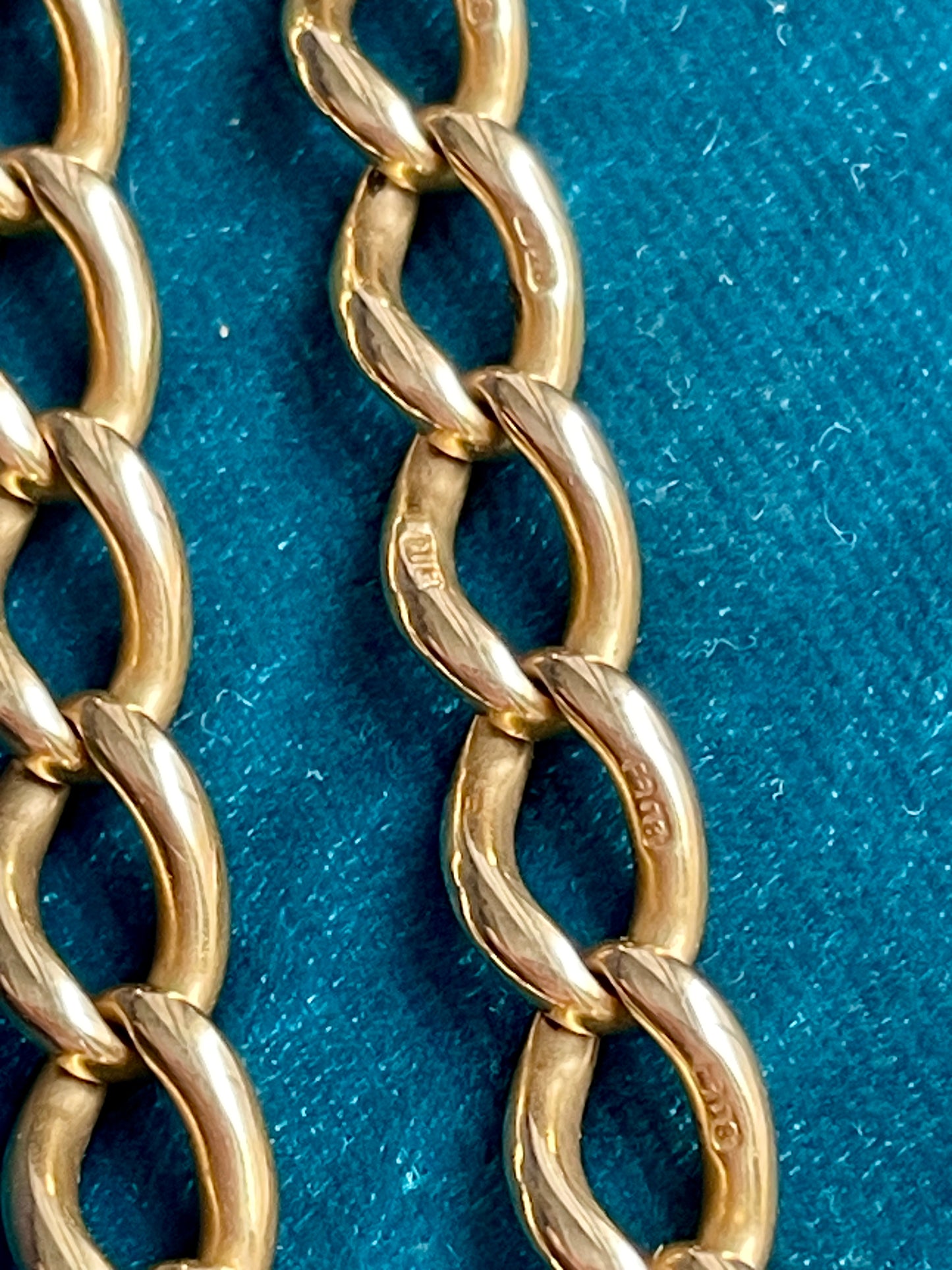 English Open Curb Link 18K Gold 16.3" Albert Watch Chain
