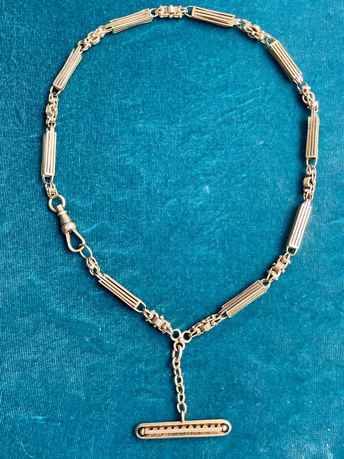 Antique Edwardian Multi-Bar 14k Gold 15.5" Albert Watch Chain