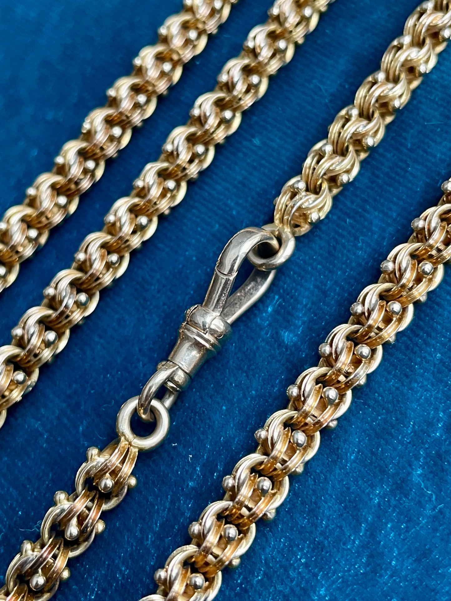 Antique Fancy Link 14k Gold 62" Long Guard Chain
