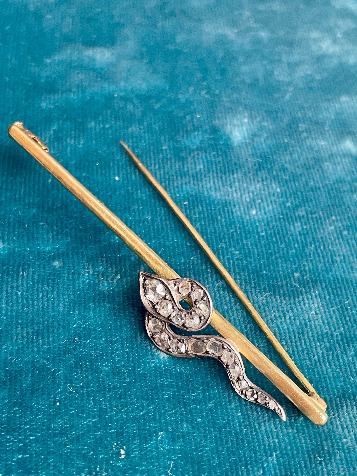 Antique Victorian Diamond Snake Gold Brooch