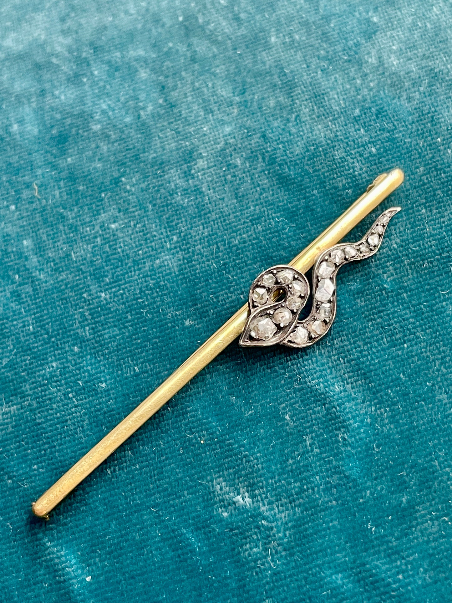 Antique Victorian Diamond Snake Gold Brooch