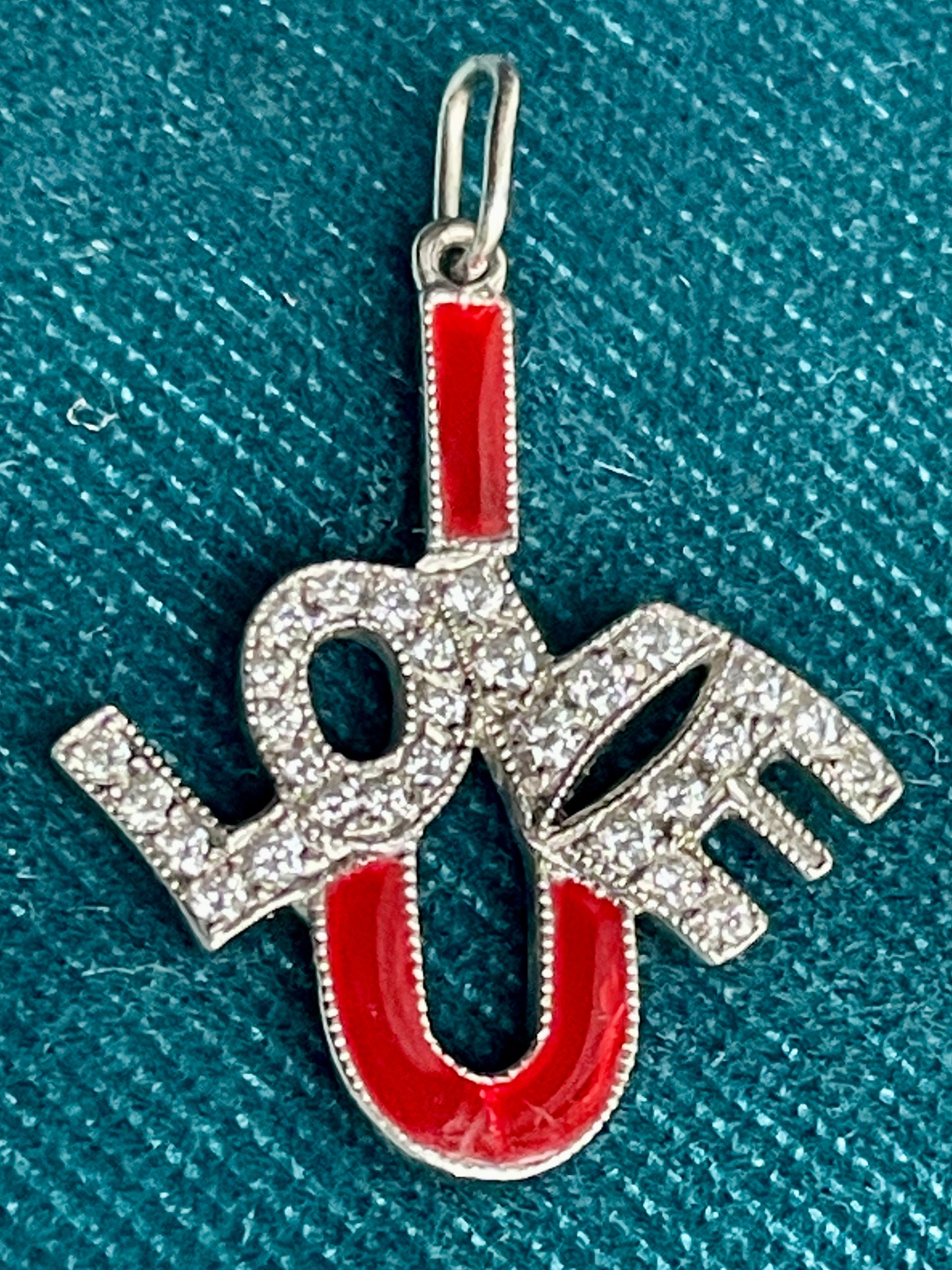 Tiffany & Co. Diamond and Champlevé Enamel Letter "I Love You" 18k Gold Pendant
