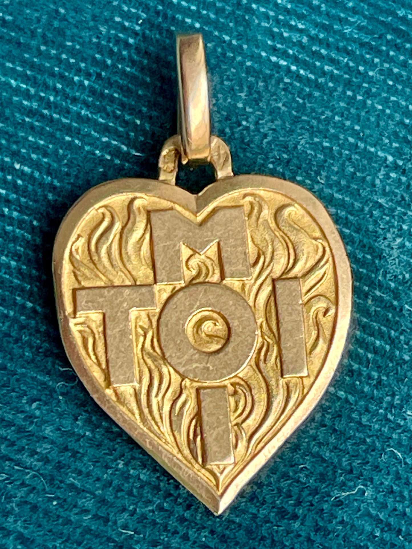 Antique French "Moi Toi" Heart 18k Gold Love Token