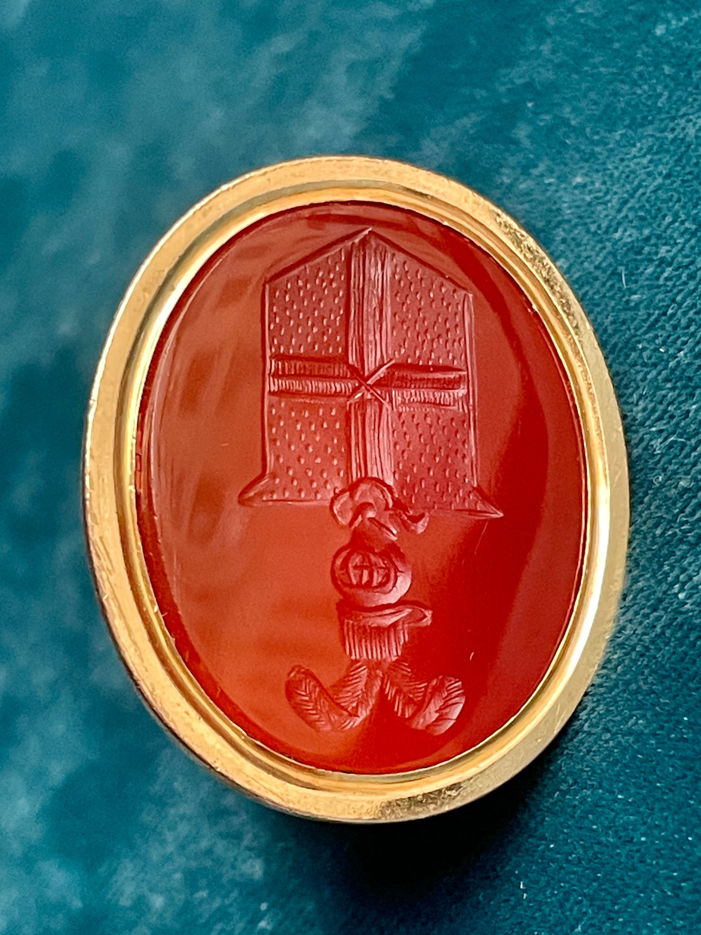 Antique Victorian Heavy Ornate Fob With Carnelian Seal 14k Gold Pendant