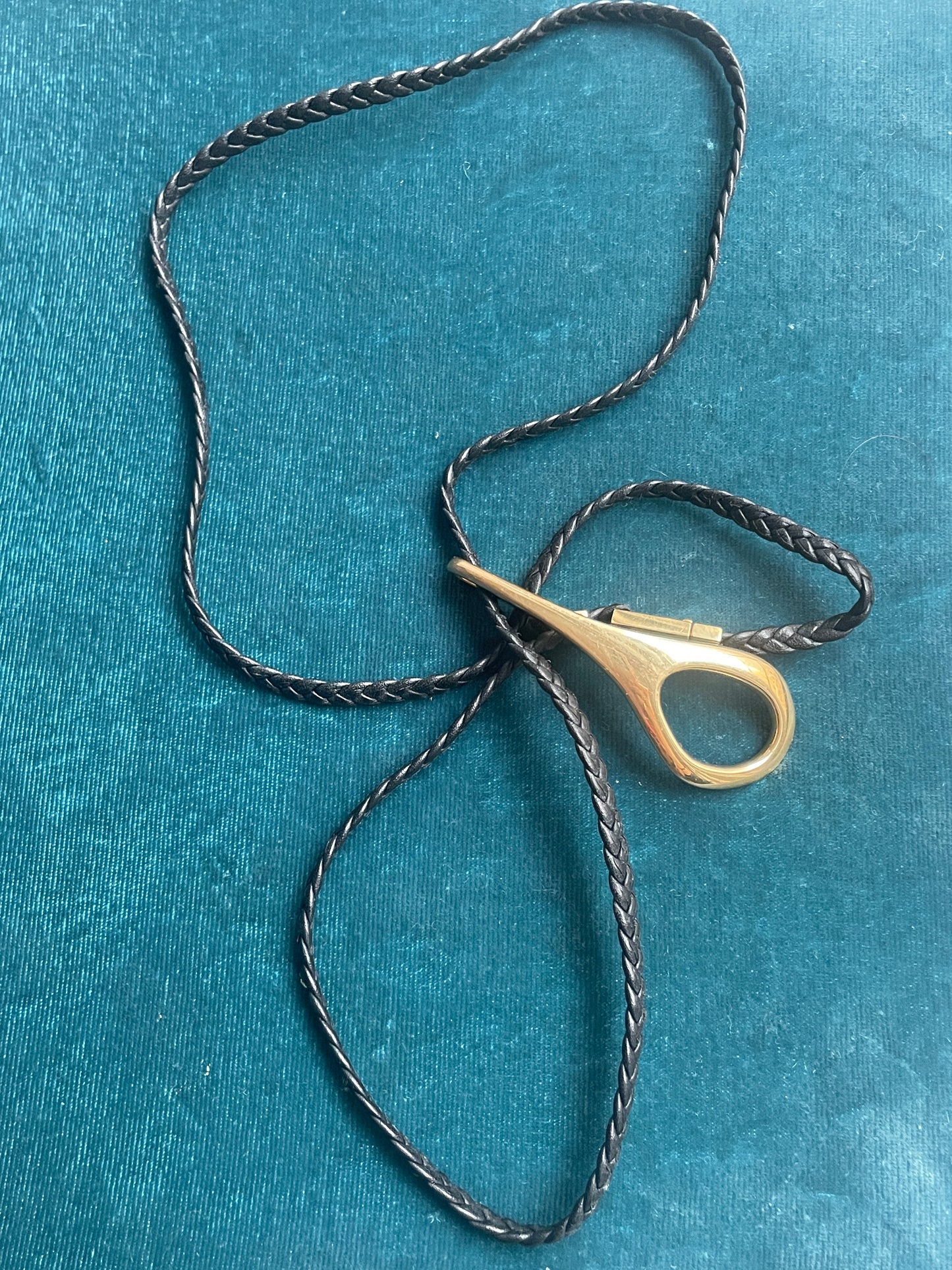 Tom Ford for Gucci Rare 18k Gold Stirrup on Braided Leather Cord Necklace