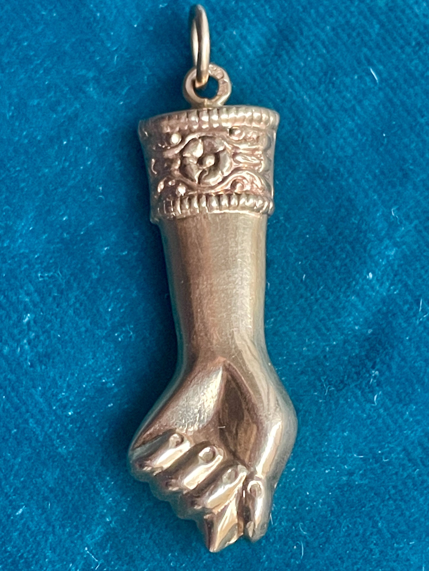 Ornate Figa Fist 14k Gold Pendant