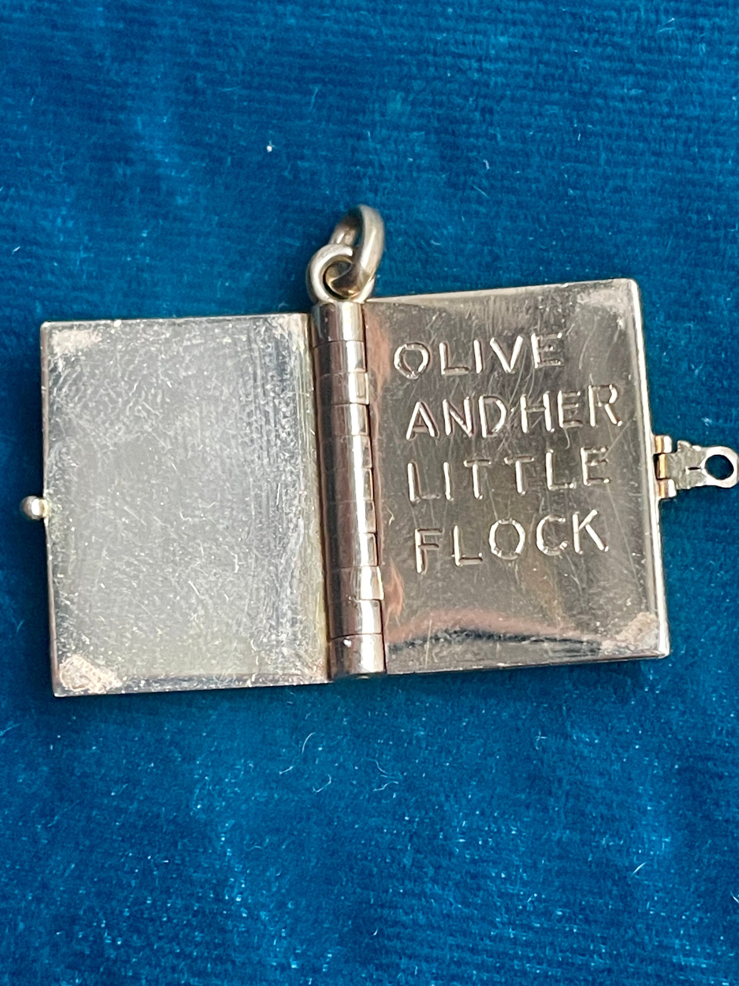 Mid-Century Enamel "Toi Et Moi" Book with Engraved Pages 18k Gold Charm