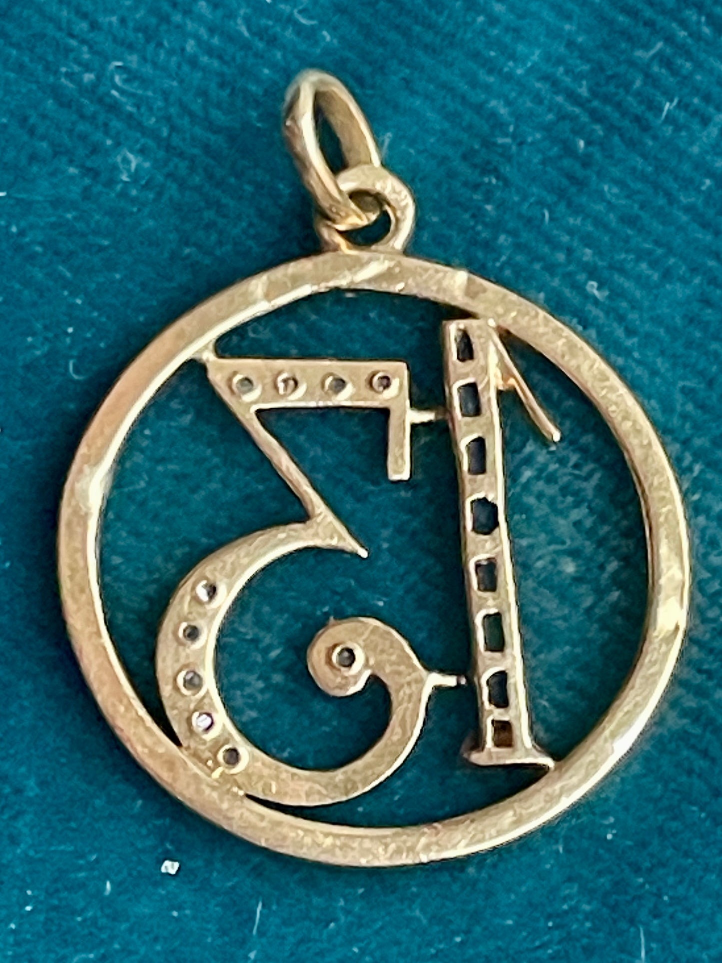 Sapphire and Diamond Lucky Numeral 13 18k Gold Pendant