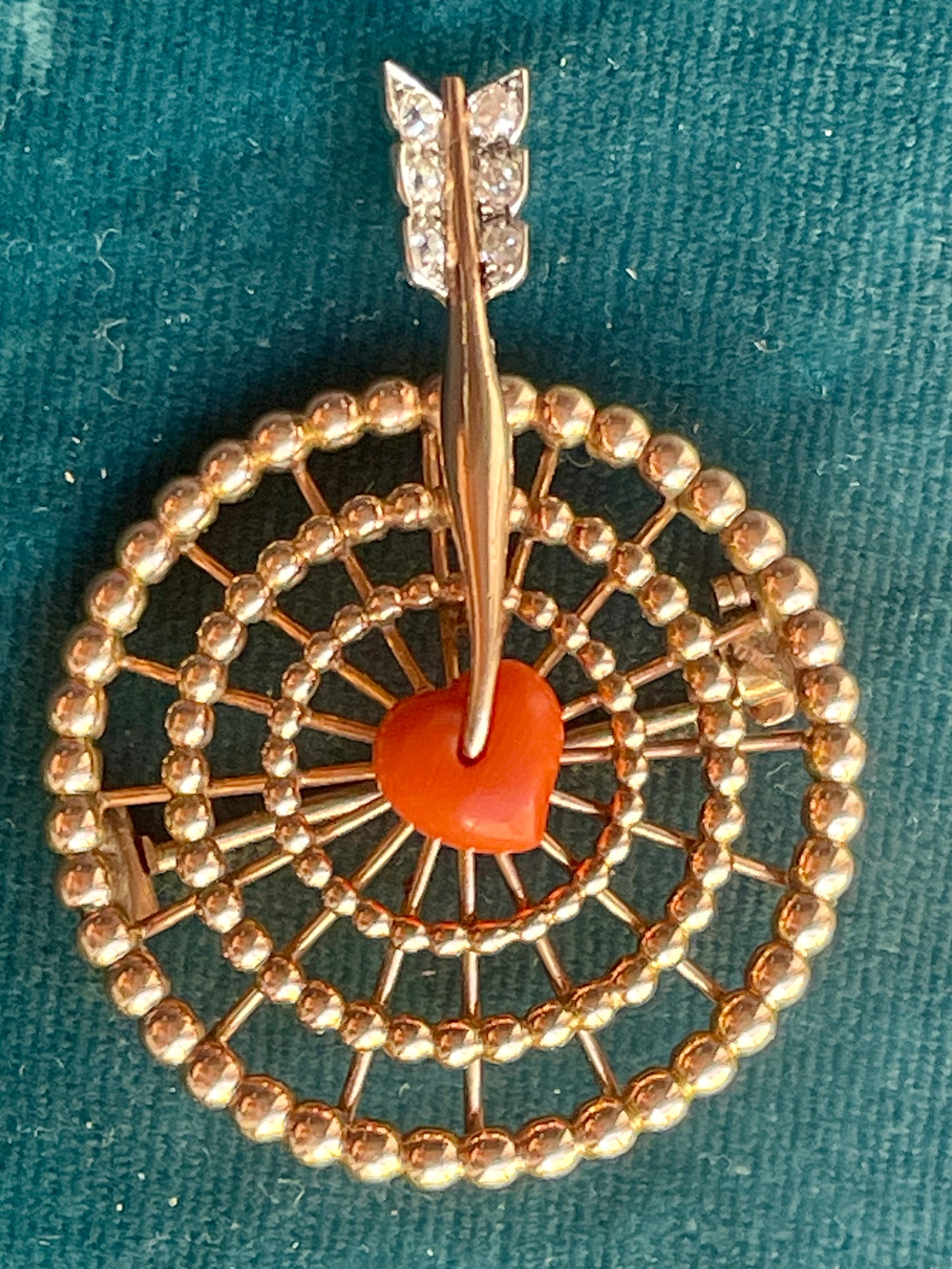 Cartier Coral and Diamond "Target" Pendant and Brooch