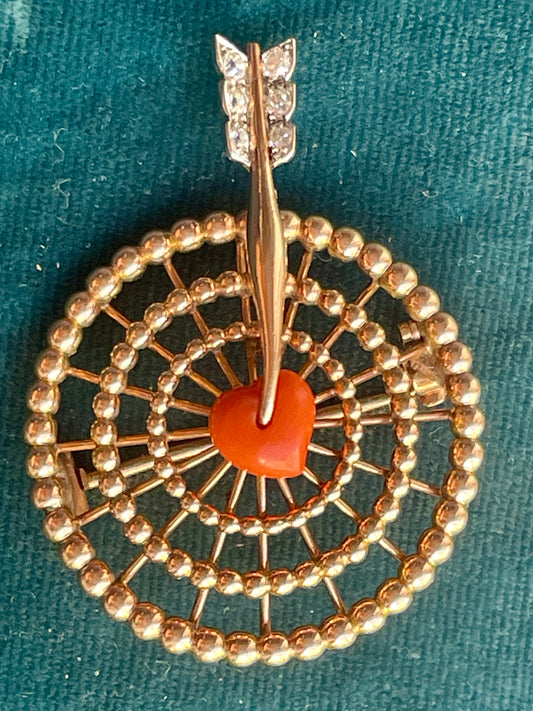 Cartier Coral and Diamond "Target" Pendant and Brooch
