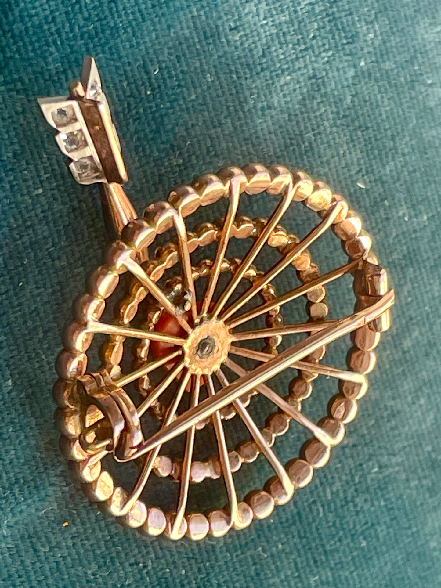 Cartier Coral and Diamond "Target" Pendant and Brooch