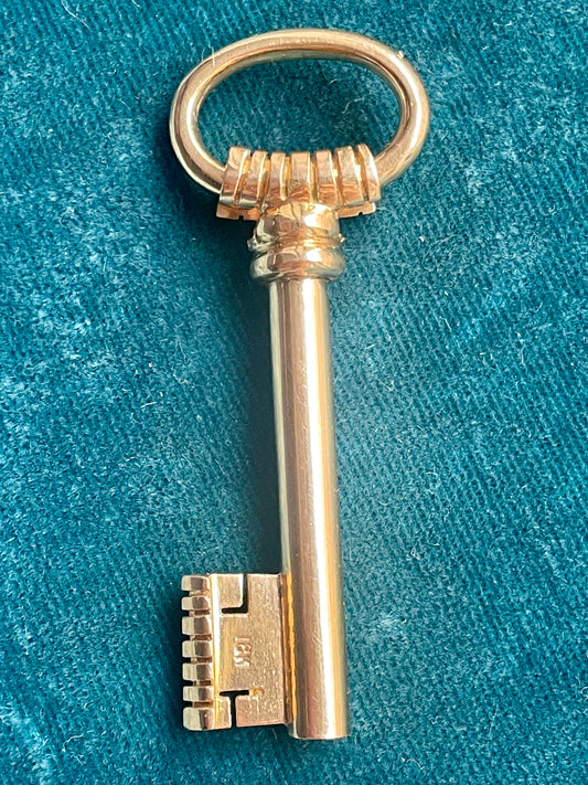 Large Ornate Key 18k Gold Pendant
