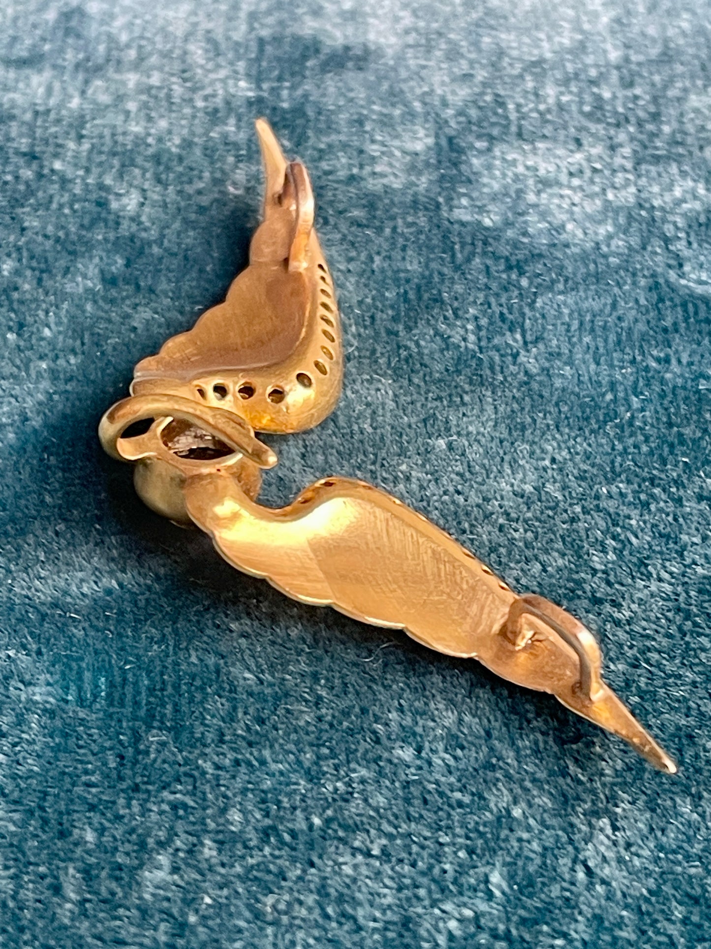 Antique Victorian Diamond and Sapphire Cabochon Psyche Wings 18k Gold Pendant