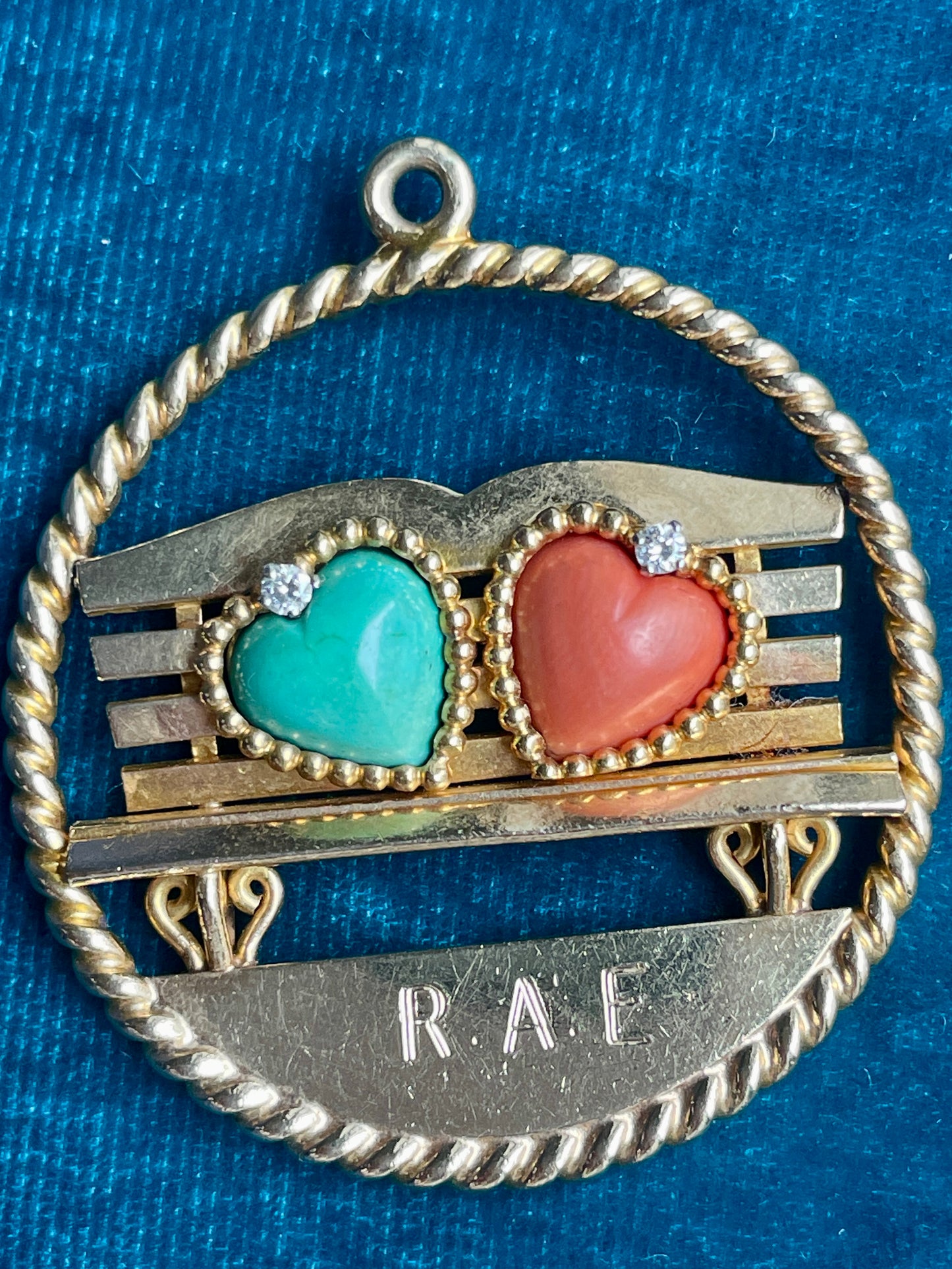 Cartier Multi-Gem "Lovers on a Bench" 14k Gold Pendant