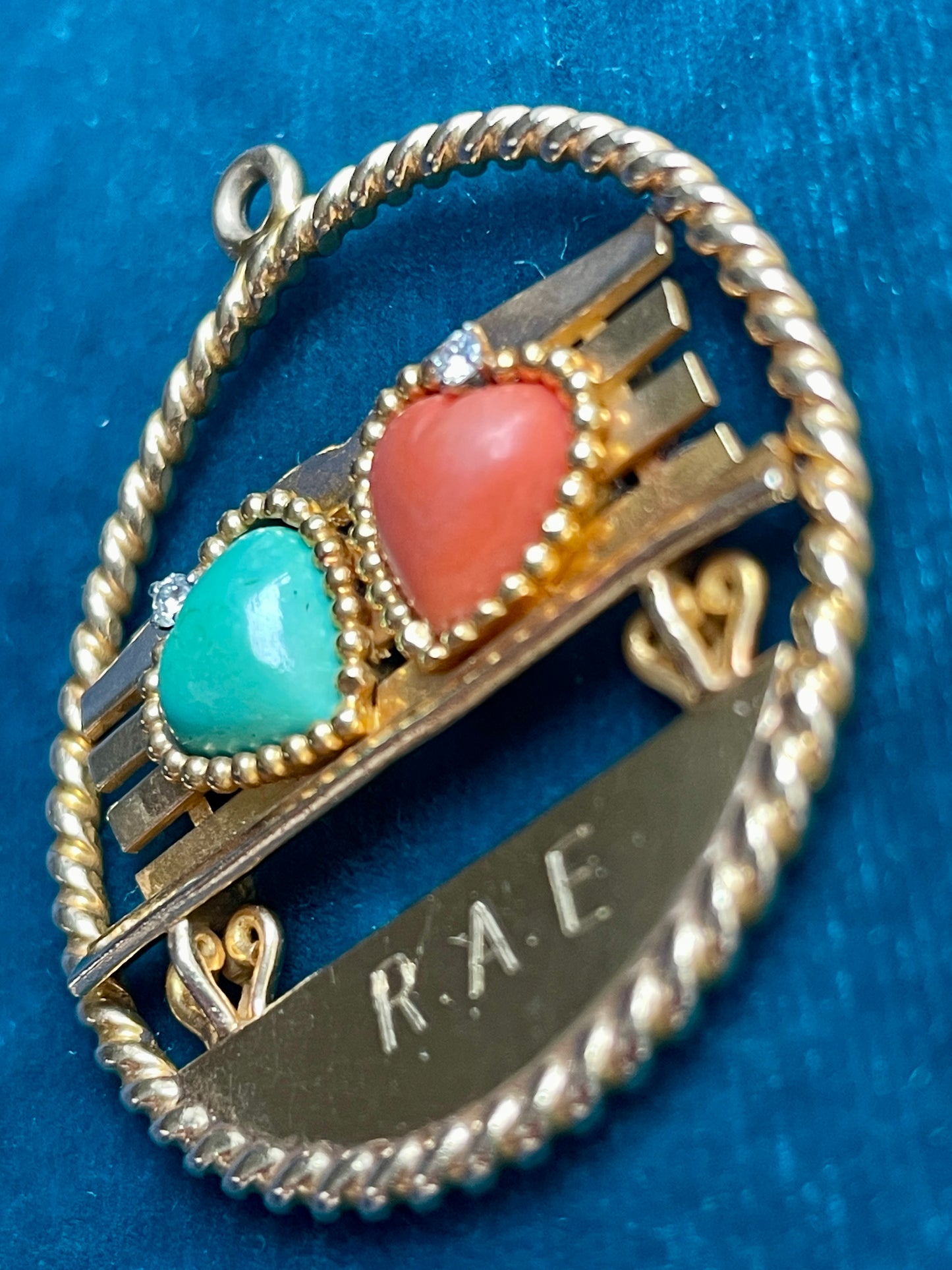 Cartier Multi-Gem "Lovers on a Bench" 14k Gold Pendant