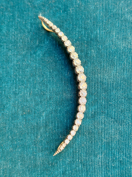 Antique Victorian Old Mine Cut Diamond Crescent Pendant and Brooch