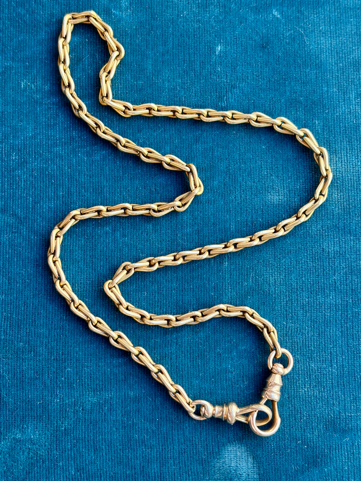 Antique French Barley Link 18k Gold 17" Watch Chain